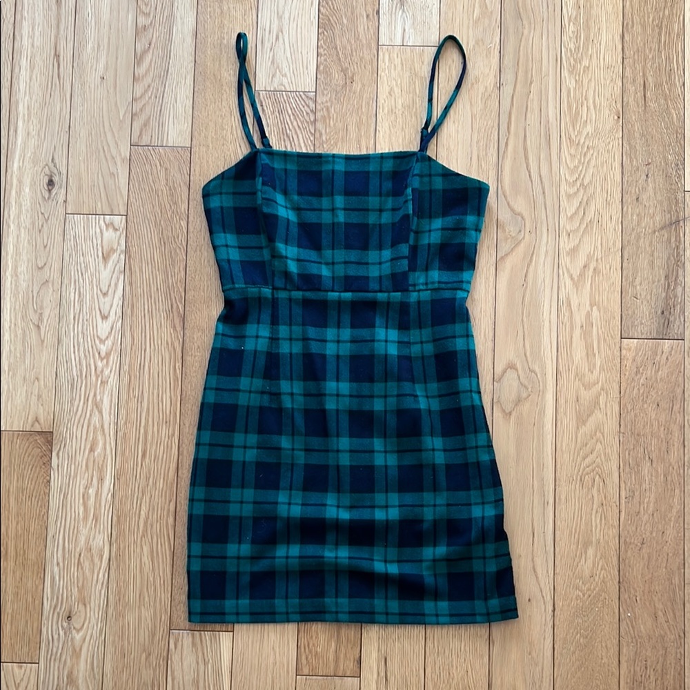 Plaid Green and Navy Blue Dress Forever 21, used